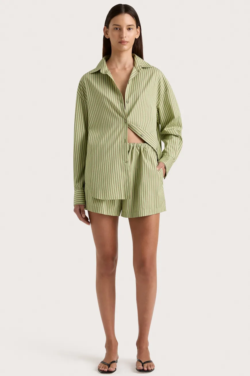 Freja Shorts Green Stripe