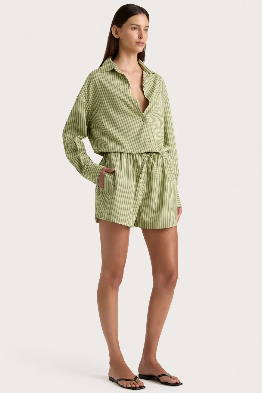 Freja Shorts Green Stripe