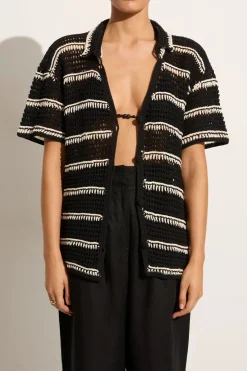 Gioia Handmade Crochet Shirt Black/Off White
