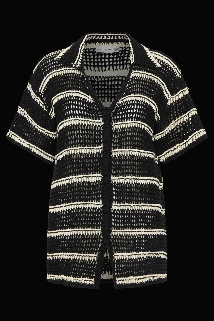 Gioia Handmade Crochet Shirt Black/Off White