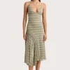 Hyeres Midi Dress Lemon Navy Stripe