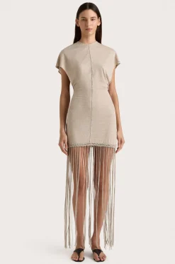 Ines Fringe Dress Oatmeal