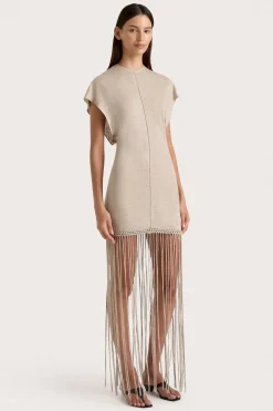 Ines Fringe Dress Oatmeal