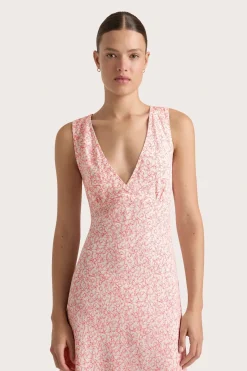 Jardin Midi Dress Calla Vermillion