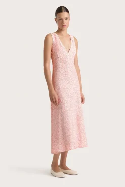 Jardin Midi Dress Calla Vermillion