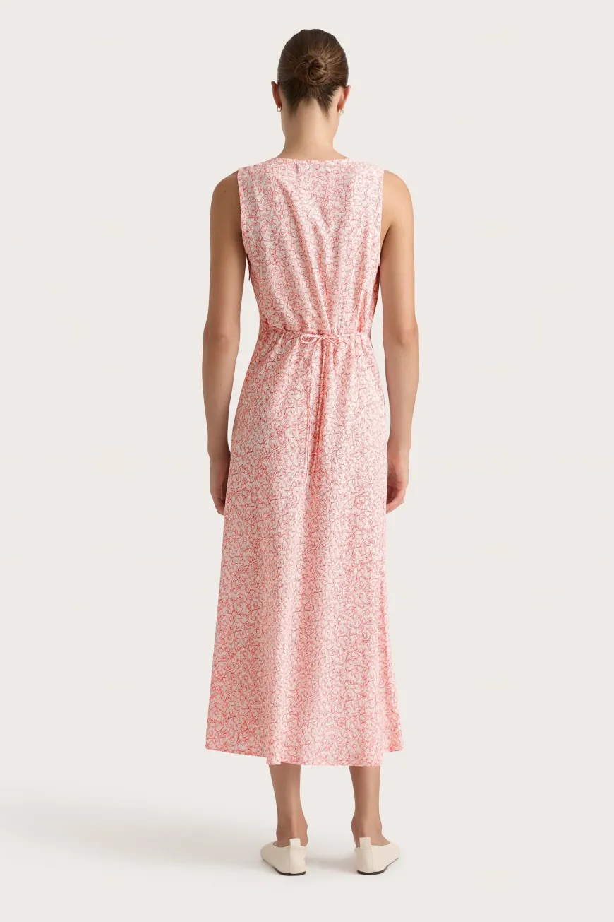 Jardin Midi Dress Calla Vermillion