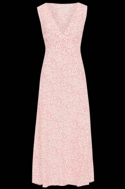 Jardin Midi Dress Calla Vermillion