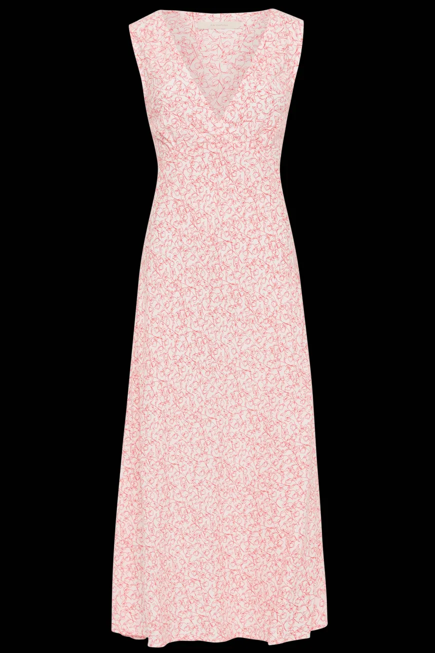 Jardin Midi Dress Calla Vermillion