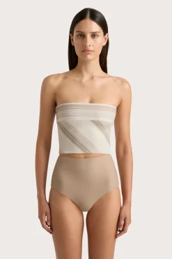 Jean Swim Top Futura Stripe Taupe
