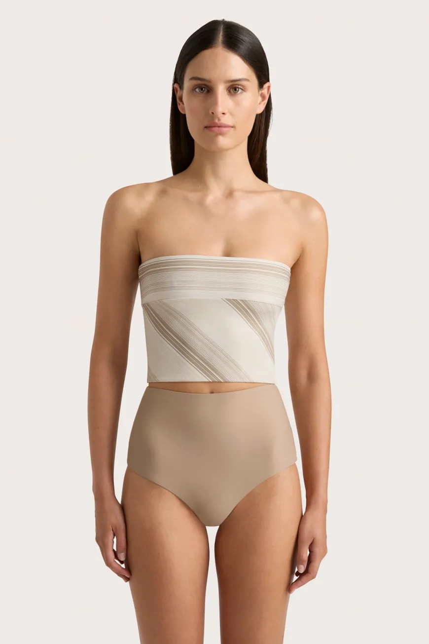 Jean Swim Top Futura Stripe Taupe