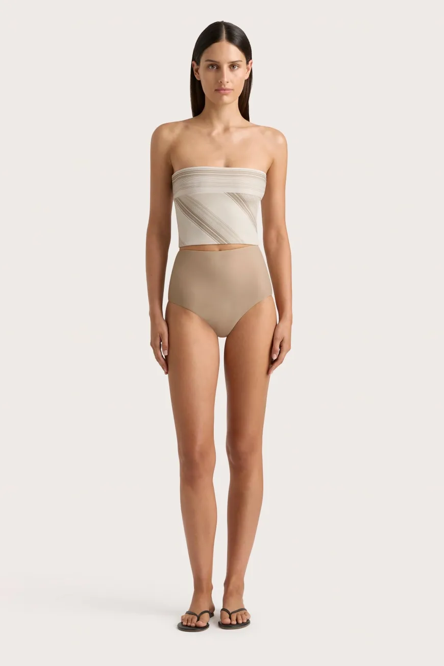 Jean Swim Top Futura Stripe Taupe