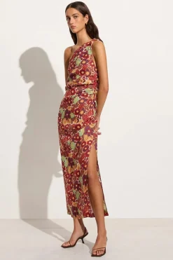 Jomana Midi Dress La Mira Floral Ruby - Final Sale