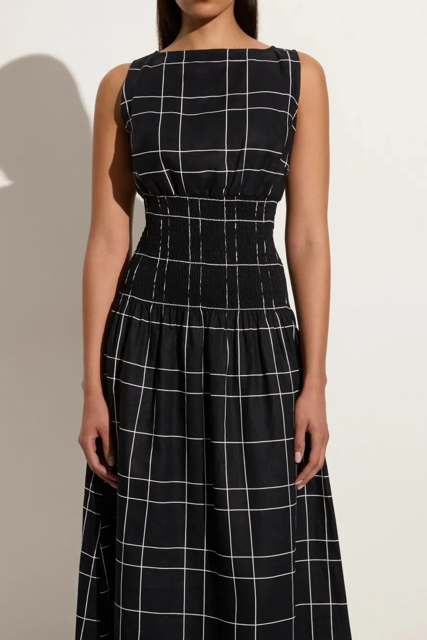 La Canella Midi Dress Letizia Check Black - Final Sale