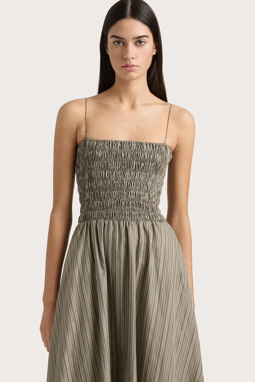 Lida Maxi Dress Khaki Stripe