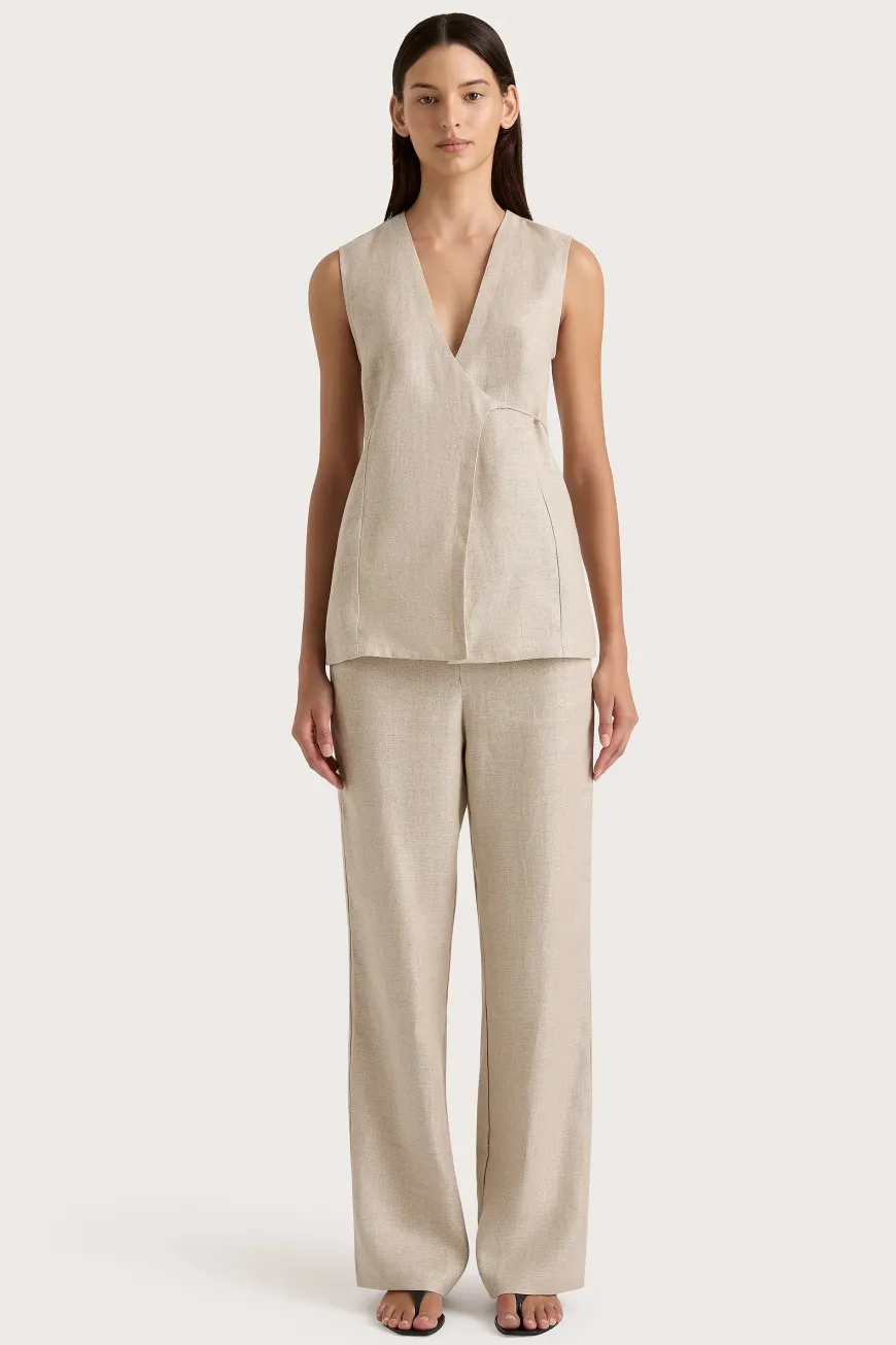 Lulea Wrap Vest Oatmeal