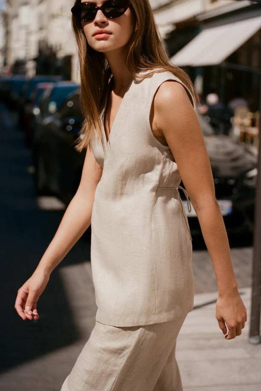 Lulea Wrap Vest Oatmeal