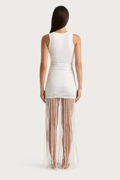 Maceio Fringed Dress White