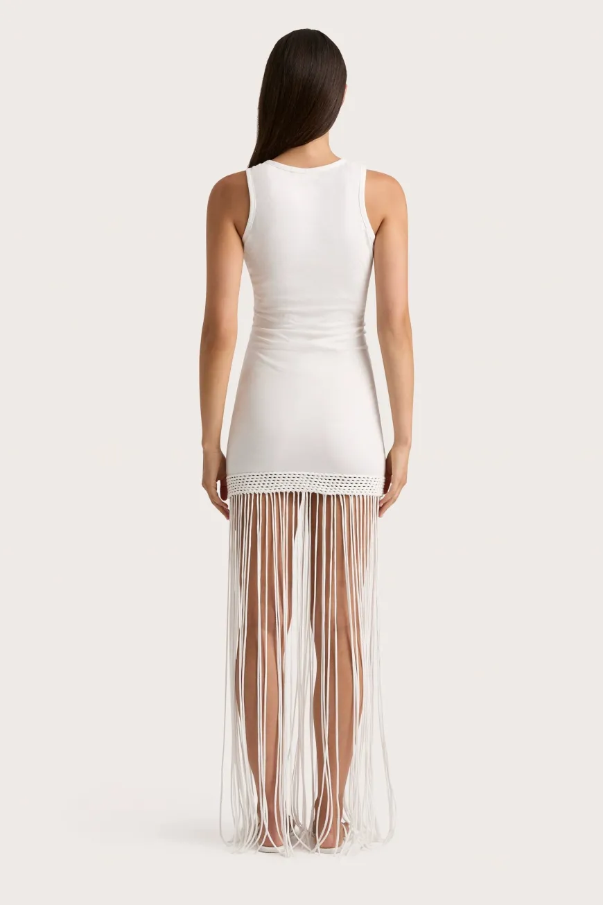 Maceio Fringed Dress White