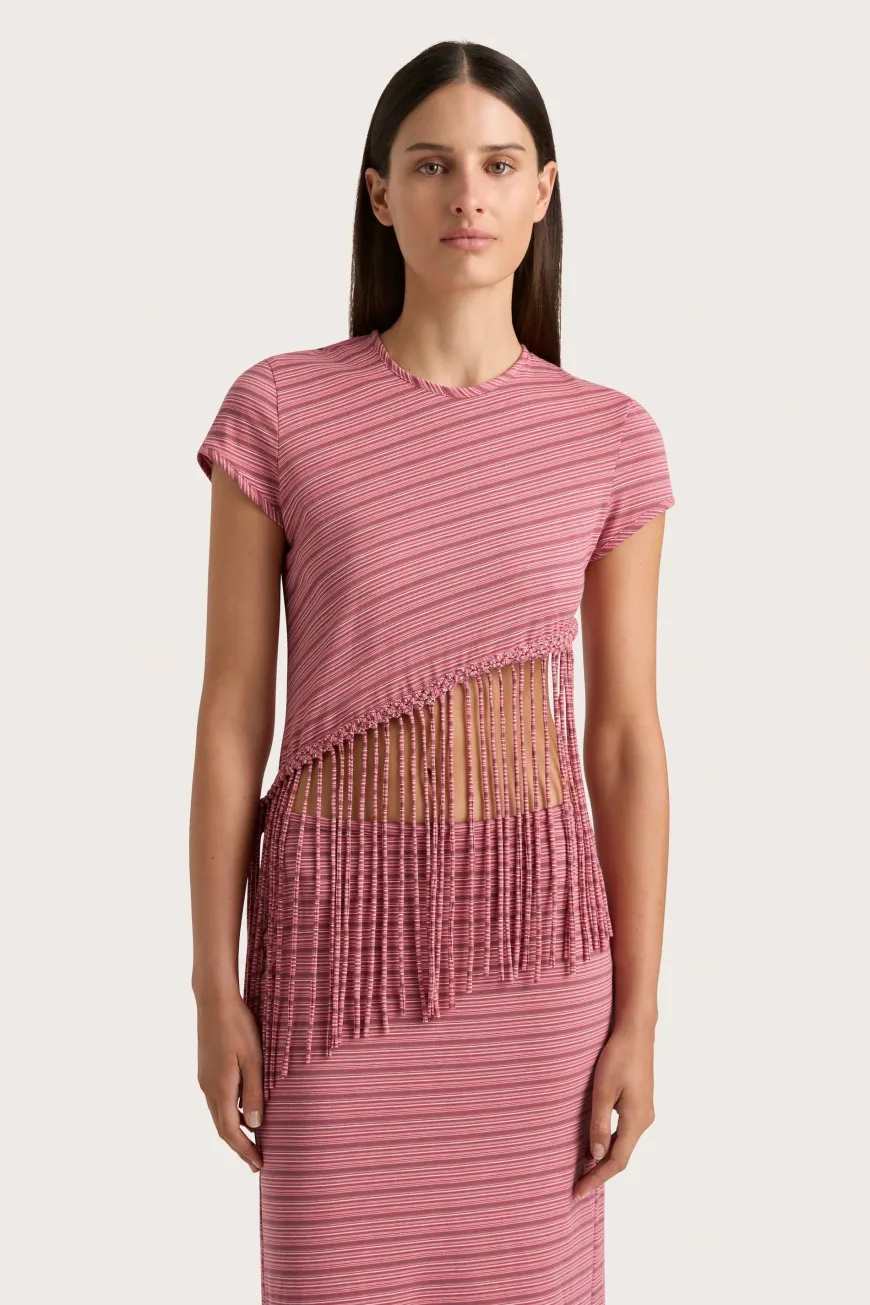 Maceio T-Shirt Vermillion Stripe