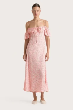 Menton Midi Dress Calla Vermillion