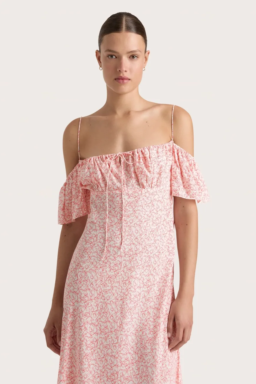 Menton Midi Dress Calla Vermillion