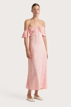 Menton Midi Dress Calla Vermillion