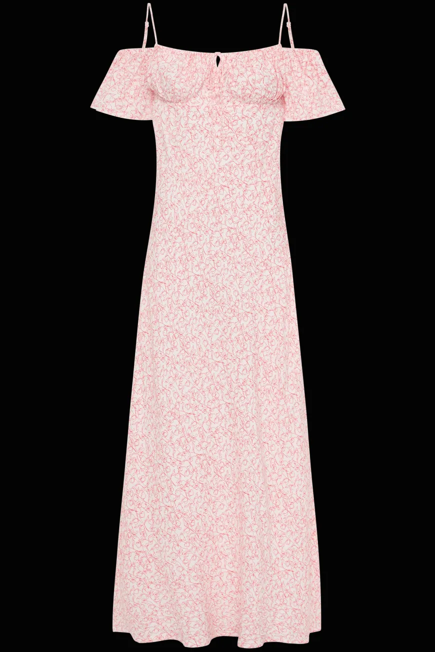 Menton Midi Dress Calla Vermillion