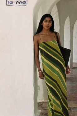 Muni Maxi Dress Cisco Stripe Palm - Final Sale