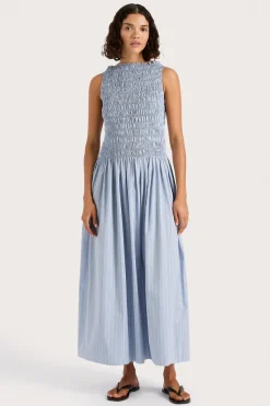 Noa Maxi Dress Blue Pinstripe