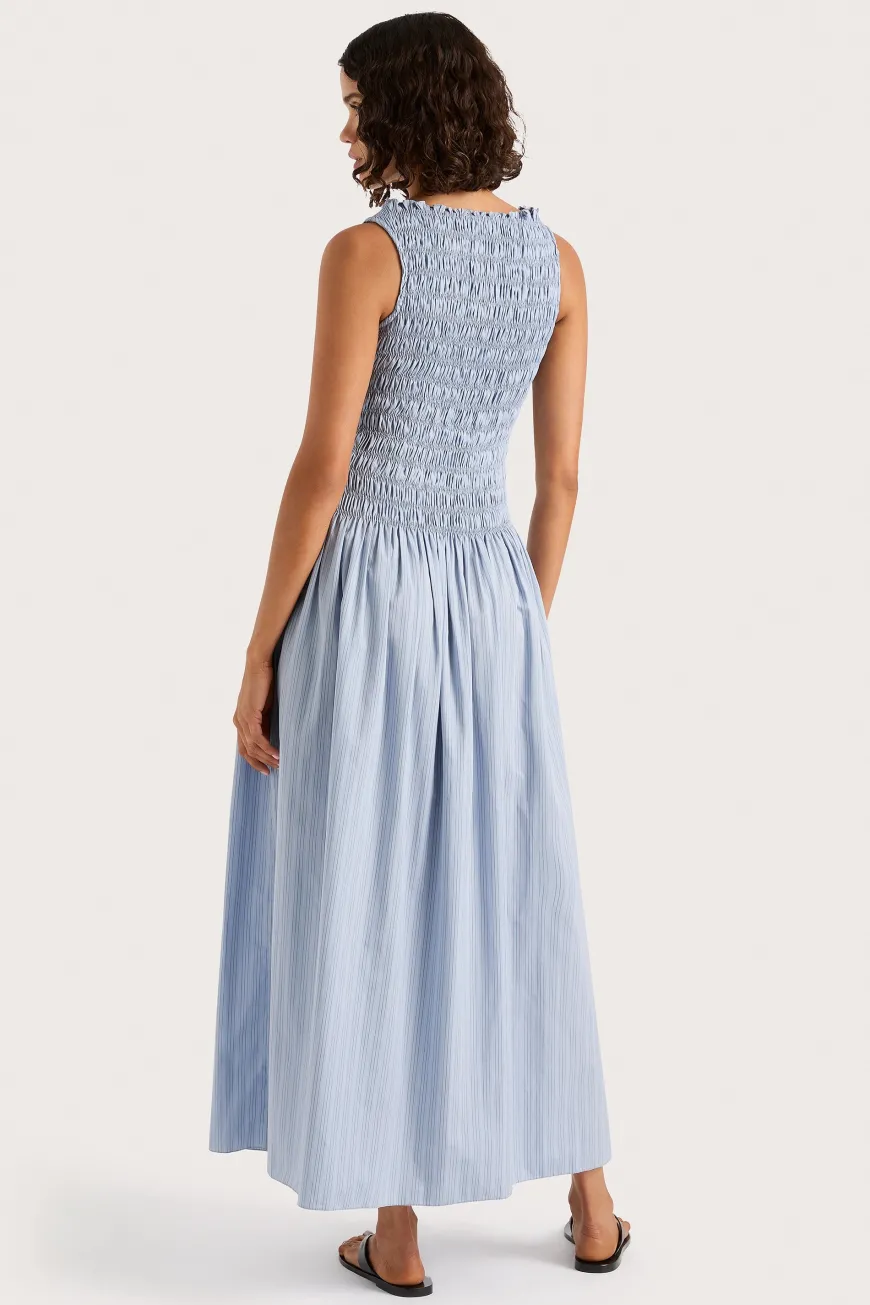 Noa Maxi Dress Blue Pinstripe