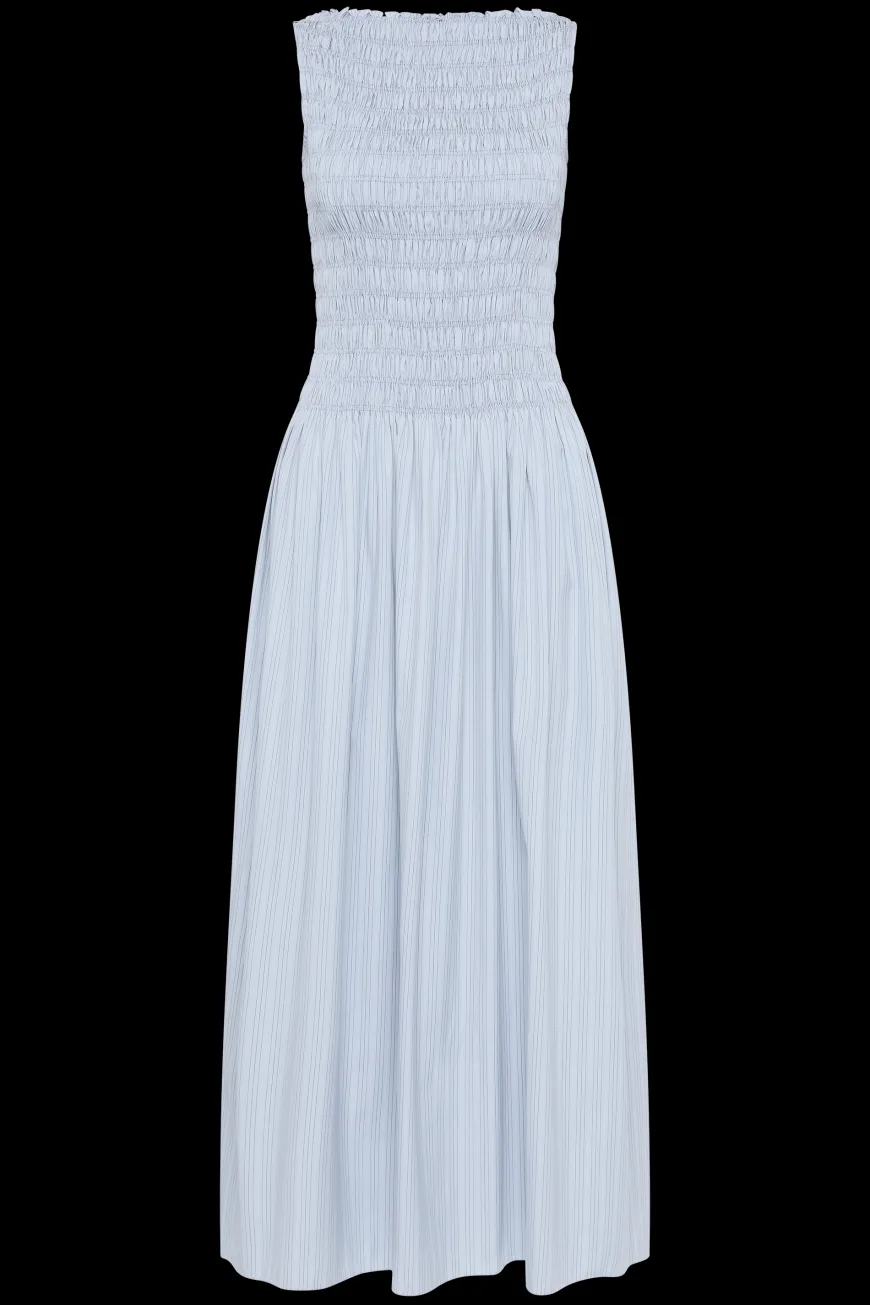 Noa Maxi Dress Blue Pinstripe