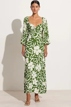 Ondina Midi Dress Pavito Floral Olive - Final Sale