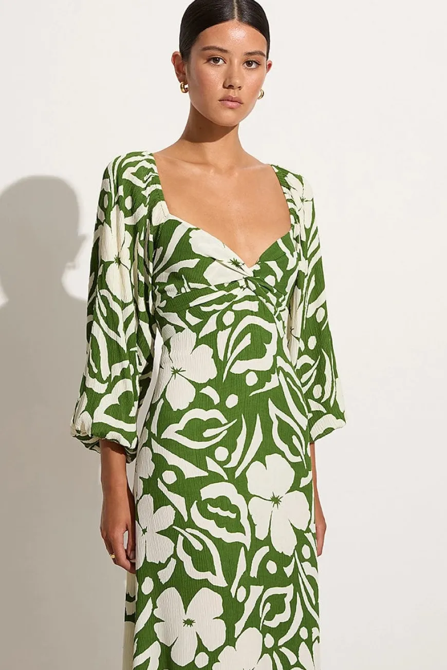 Ondina Midi Dress Pavito Floral Olive - Final Sale