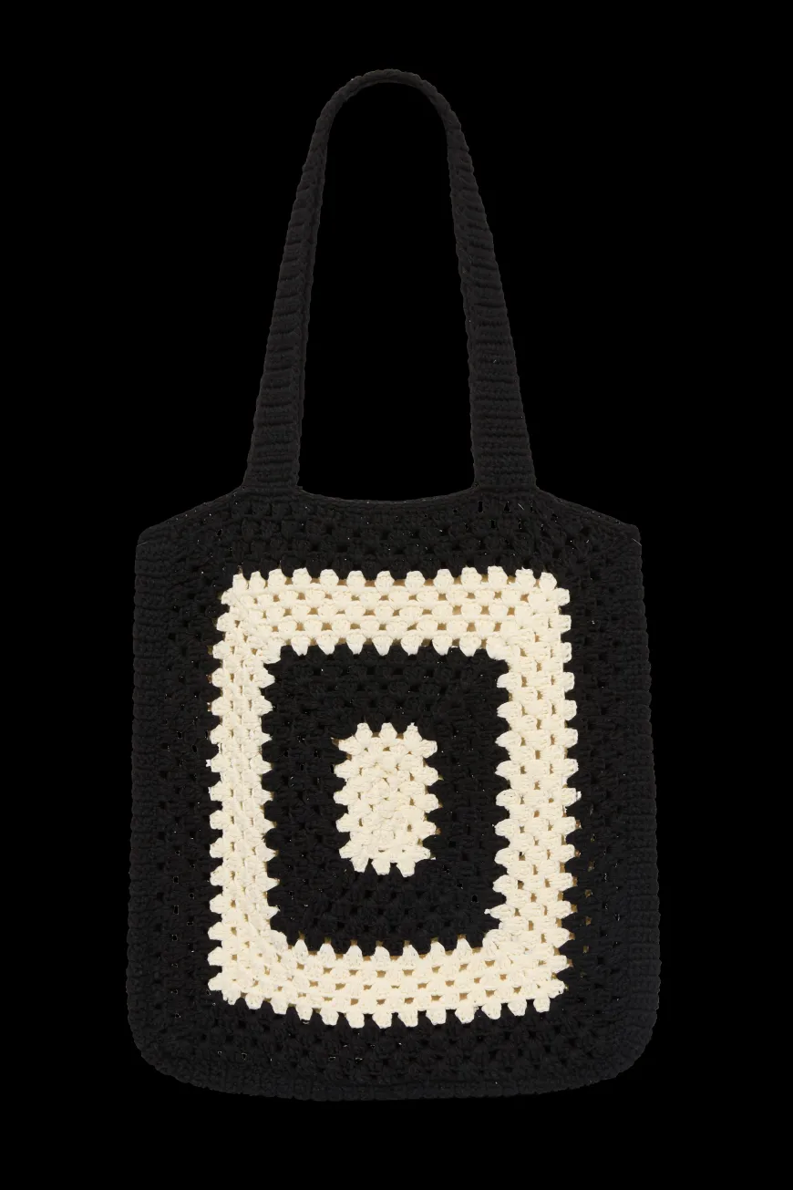 Ostia Crochet Bag Black/Off White