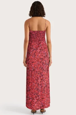 Rosas Midi Dress Meander Micro Red