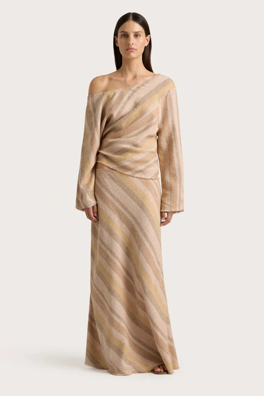 Sao Paulo Skirt Terracotta Stripe