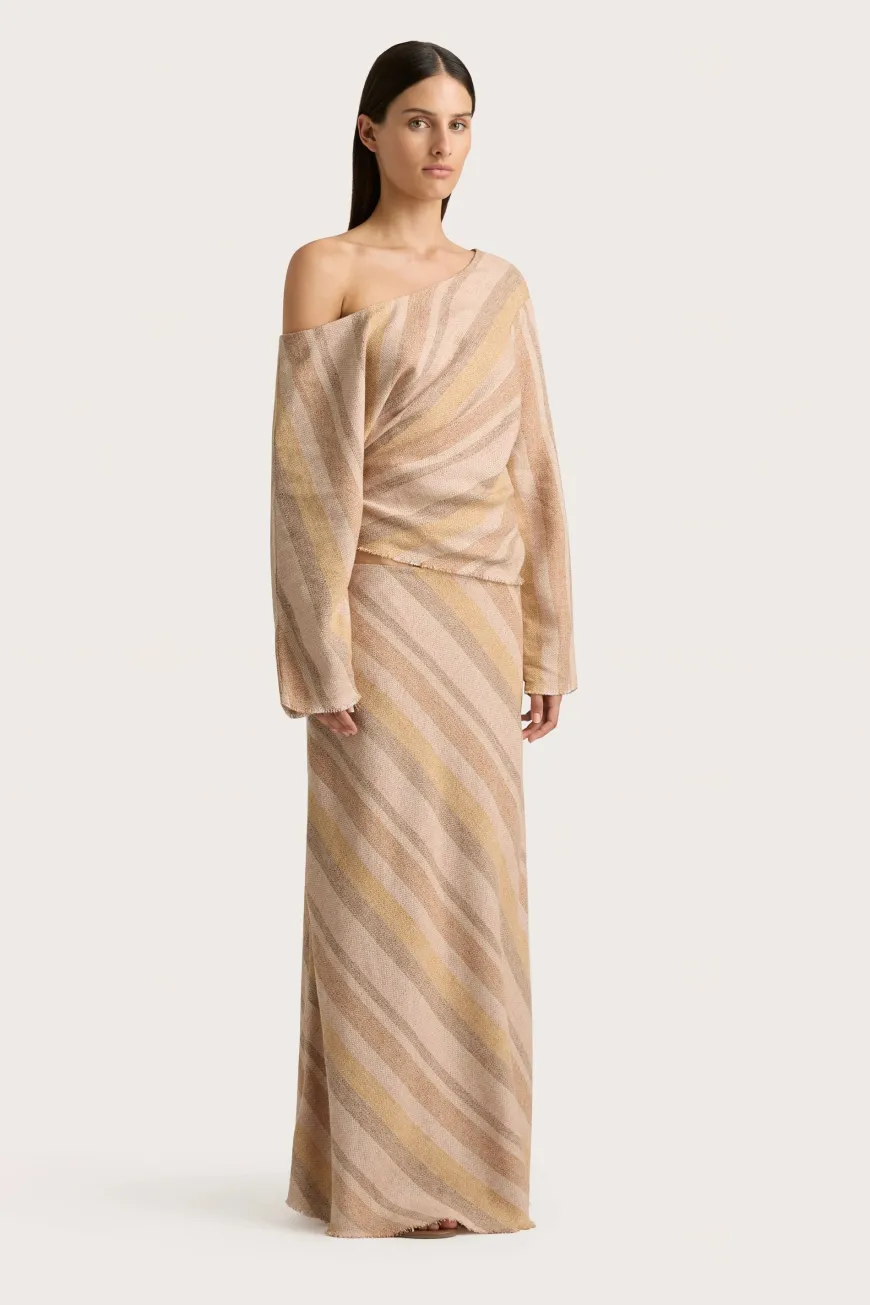 Sao Paulo Skirt Terracotta Stripe