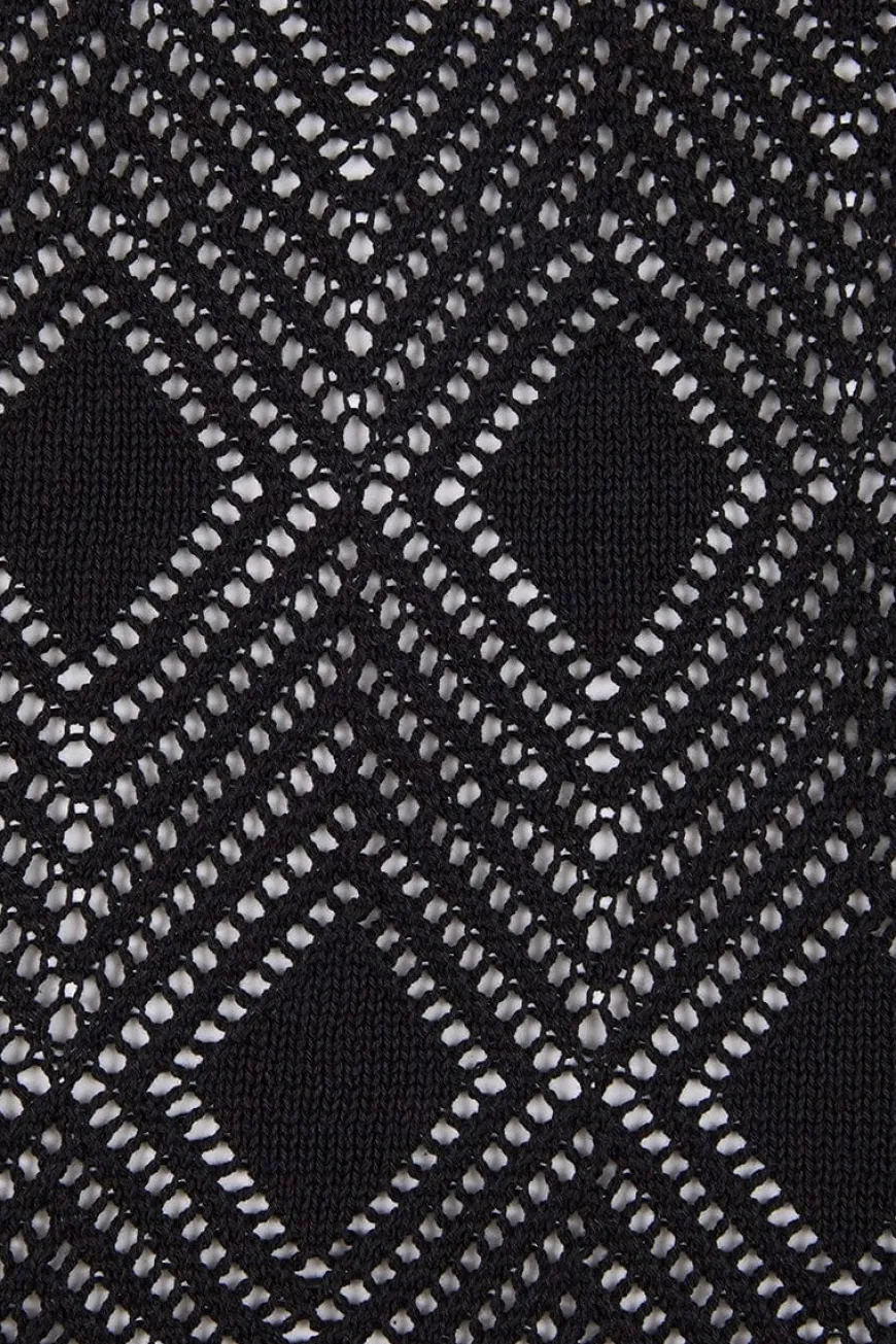 Serena Pointelle Knit Dress Black