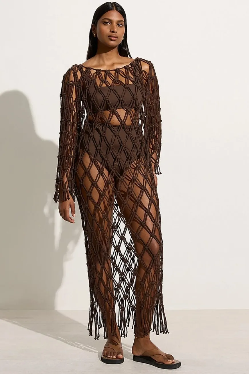 Sintra Macrame Dress Chocolate - Final Sale