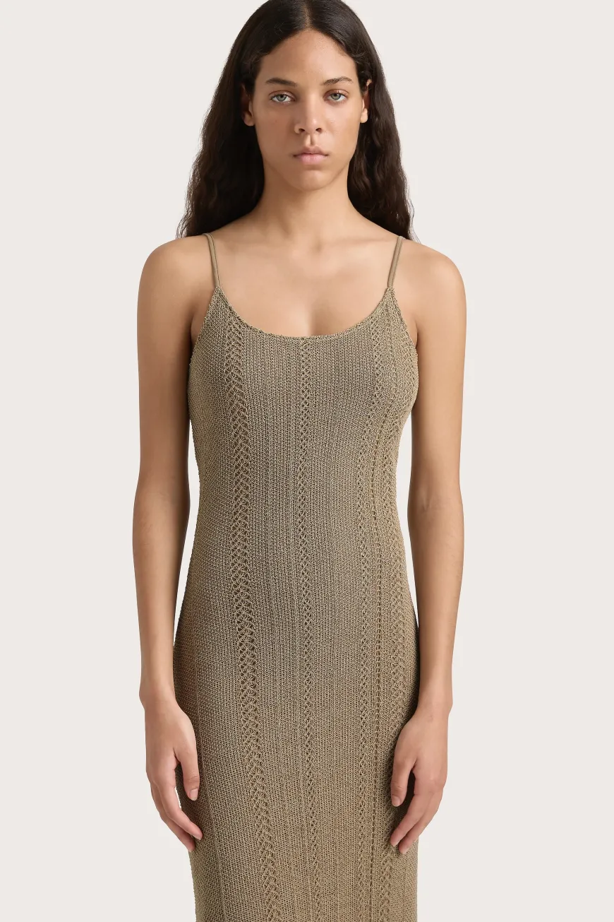 Treillis Maxi Dress Khaki