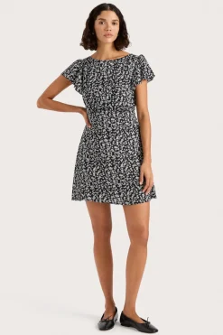 Valras Mini Dress Amaryllis Floral Black